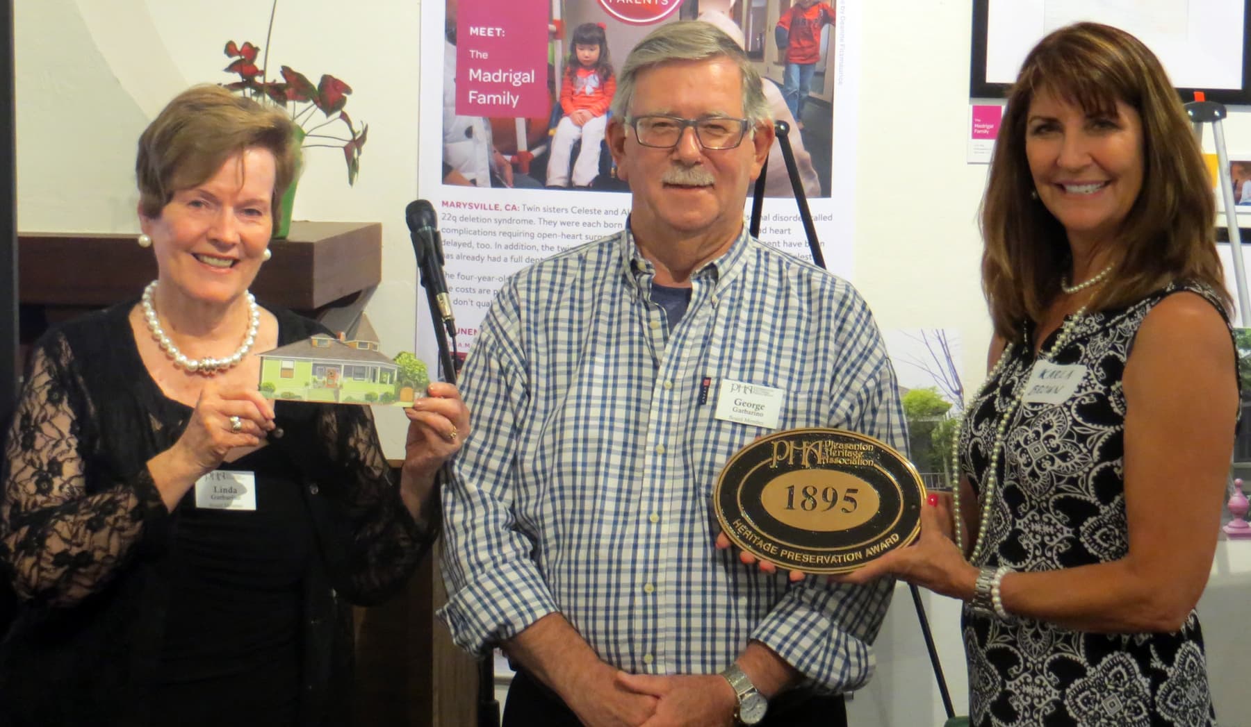 George and Linda Garbarino with Pleasanton Vice-Mayor Karla Brown at the 2019 awards