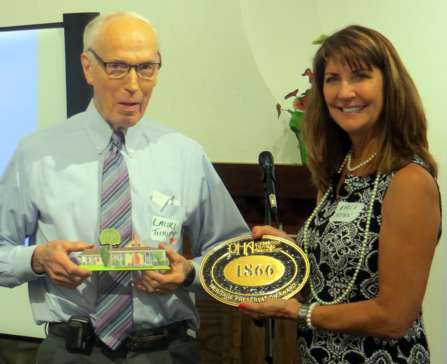 Professor Thrupp with Pleasanton Vice-Mayor Karla Brown at the 2019 awards